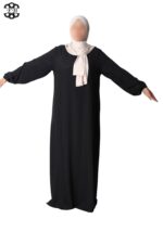 abaya droite manches serrées soie de médine noir El Bassira Sira e black (6)