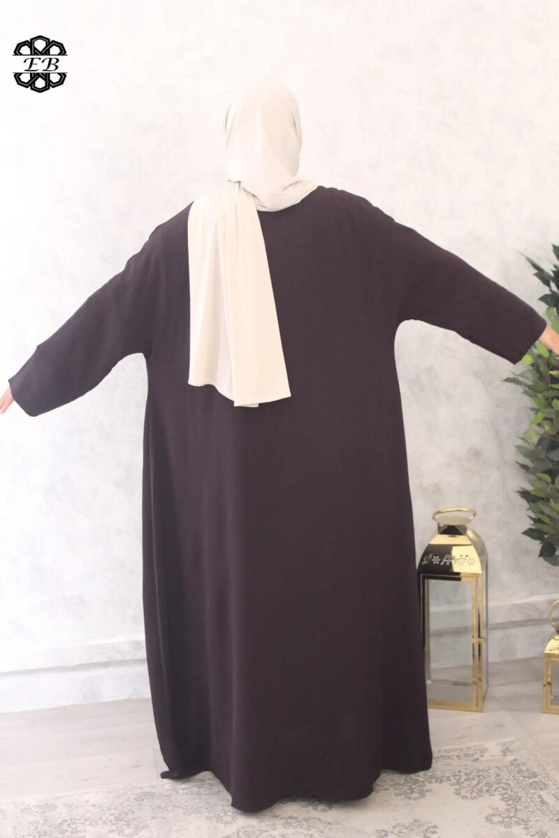 abaya evasée extra large manches ouvertes jazz aubergine El Bassira Emma p jazz 109 (1)