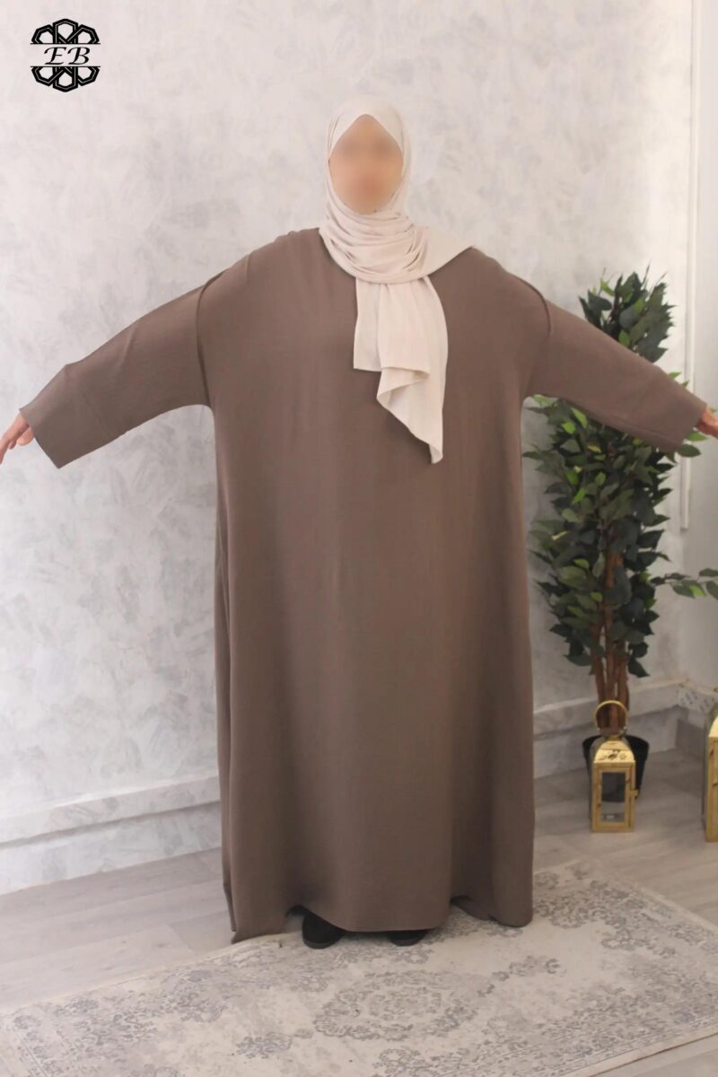abaya evasée extra large manches ouvertes jazz taupe El Bassira Emma p jazz 11 (4)