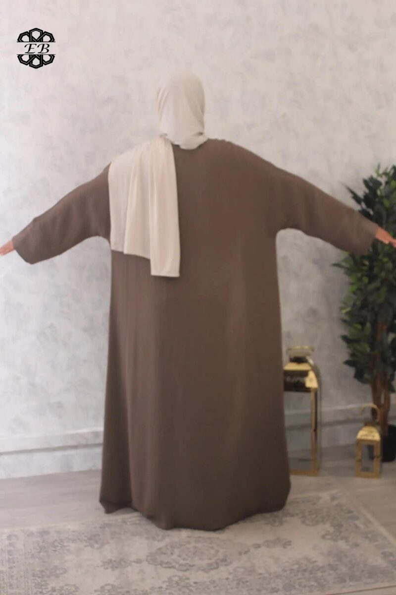 abaya evasée extra large manches ouvertes jazz taupe El Bassira Emma p jazz 11 (5)