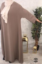 abaya evasée extra large manches ouvertes jazz taupe El Bassira Emma p jazz 11 (6)