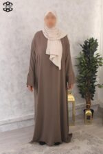 abaya evasée extra large manches ouvertes jazz taupe El Bassira Emma p jazz 11 (7)