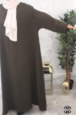 abaya evasée extra large manches ouvertes jazz vert kaki foncé El Bassira Emma p jazz 52 (2)