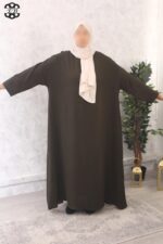 abaya evasée extra large manches ouvertes jazz vert kaki foncé El Bassira Emma p jazz 52 (4)
