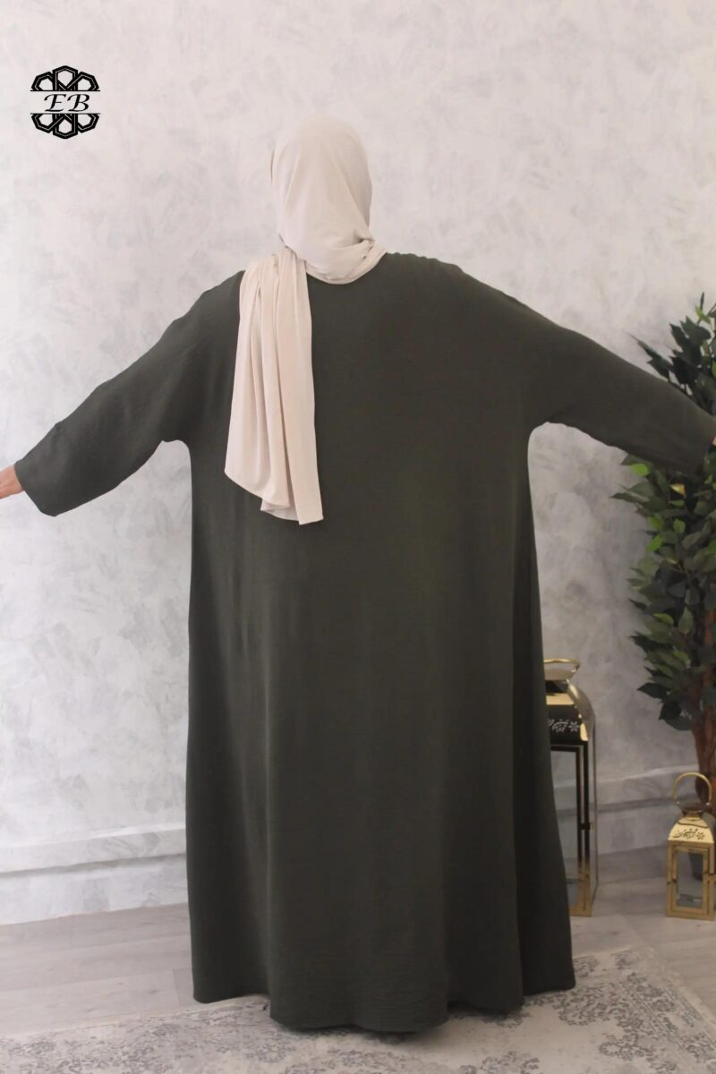 abaya evasée extra large manches ouvertes jazz vert pétrole El Bassira Emma p jazz 246 (1)