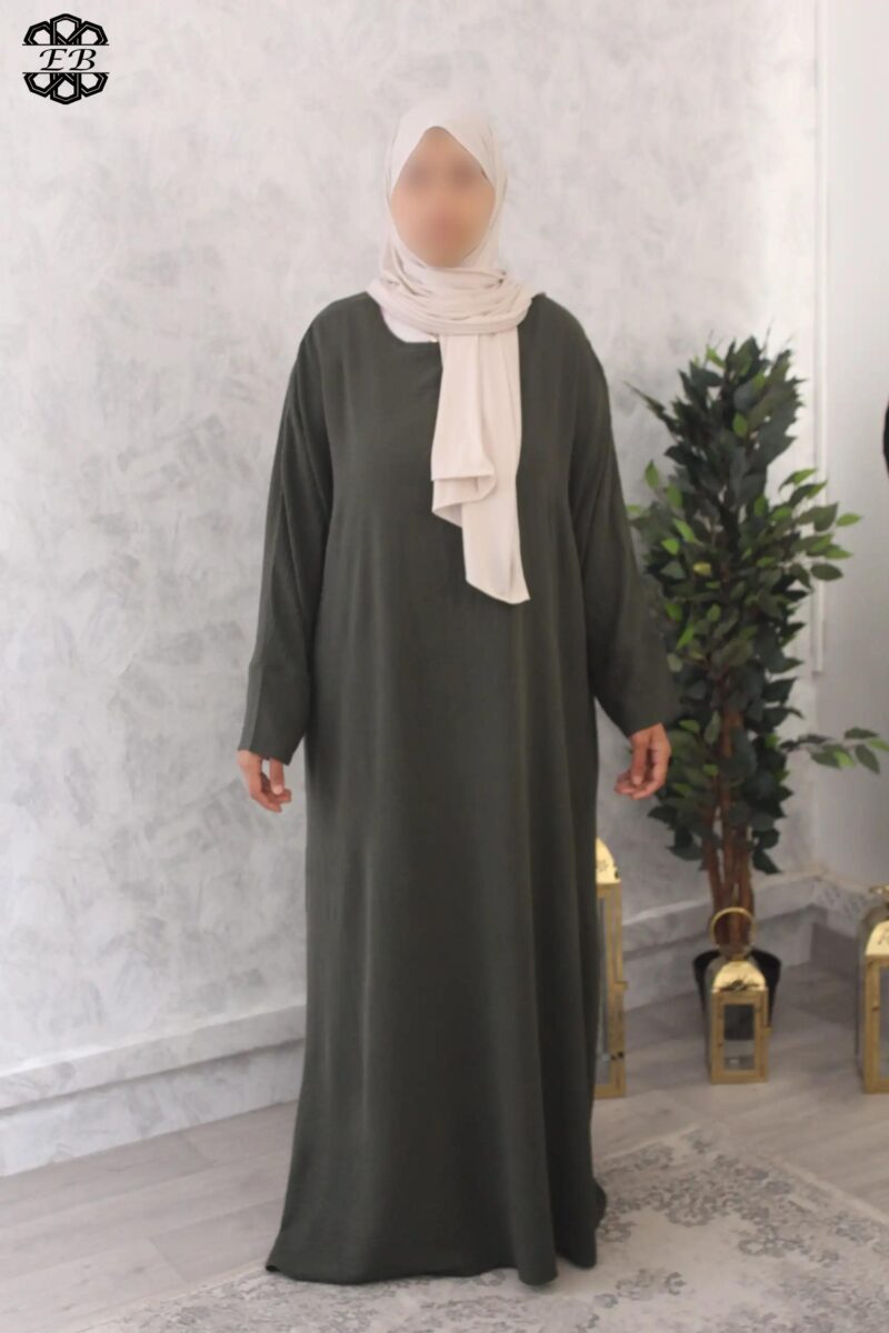 abaya evasée extra large manches ouvertes jazz vert pétrole El Bassira Emma p jazz 246 (3)
