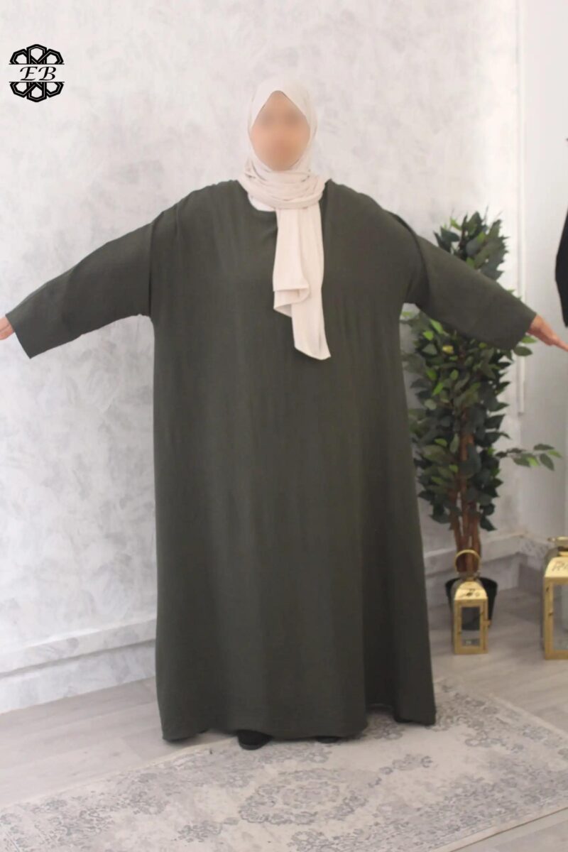 abaya evasée extra large manches ouvertes jazz vert pétrole El Bassira Emma p jazz 246 (4)
