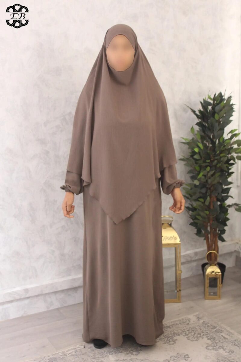 abaya khimar mi long taupe El Bassira Jenna e jazz 11 3