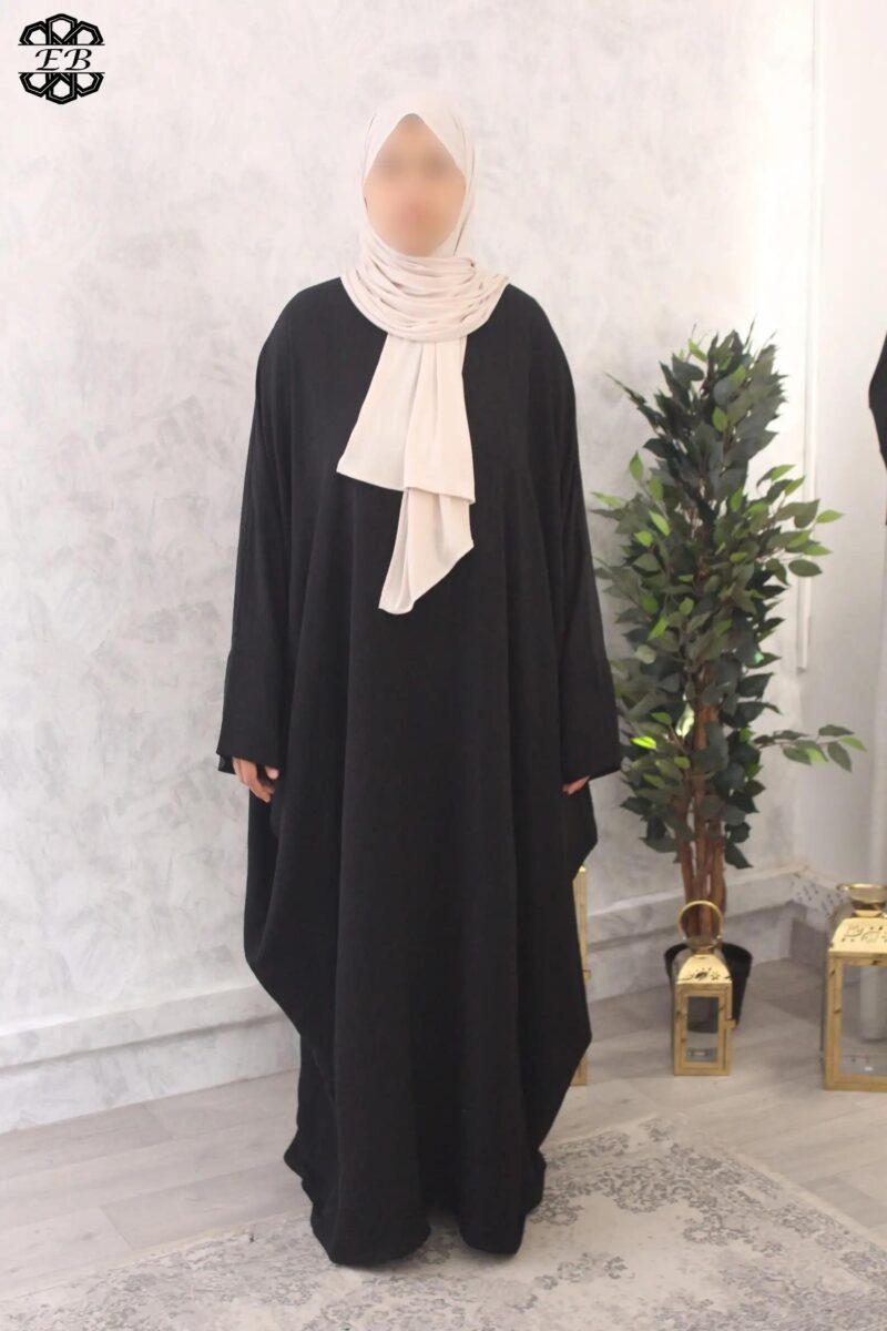abaya saoudienne manches ouvertes jazz noir El Bassira Radya p black (3)