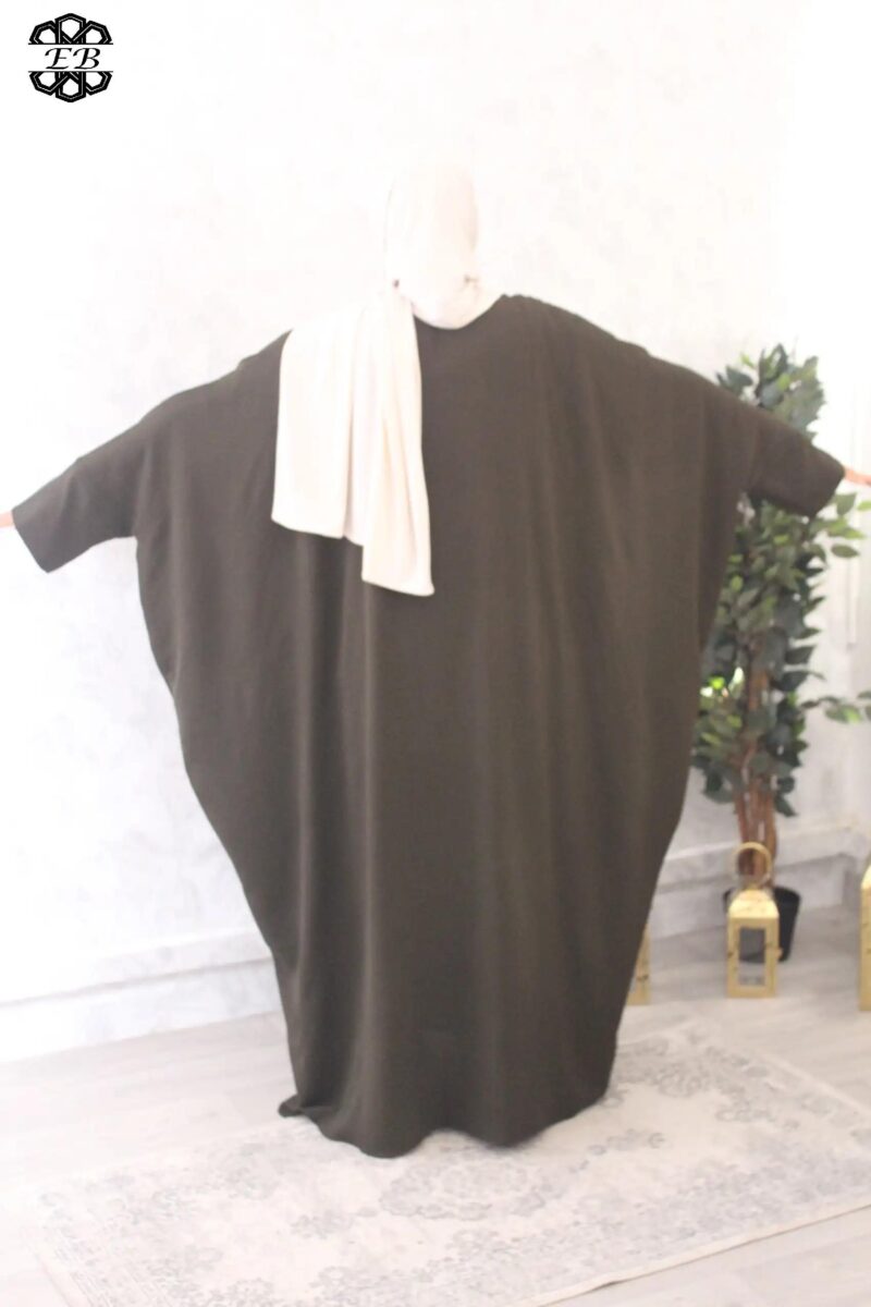 abaya saoudienne manches ouvertes jazz vert kaki foncé El Bassira Radya p 52 (1)