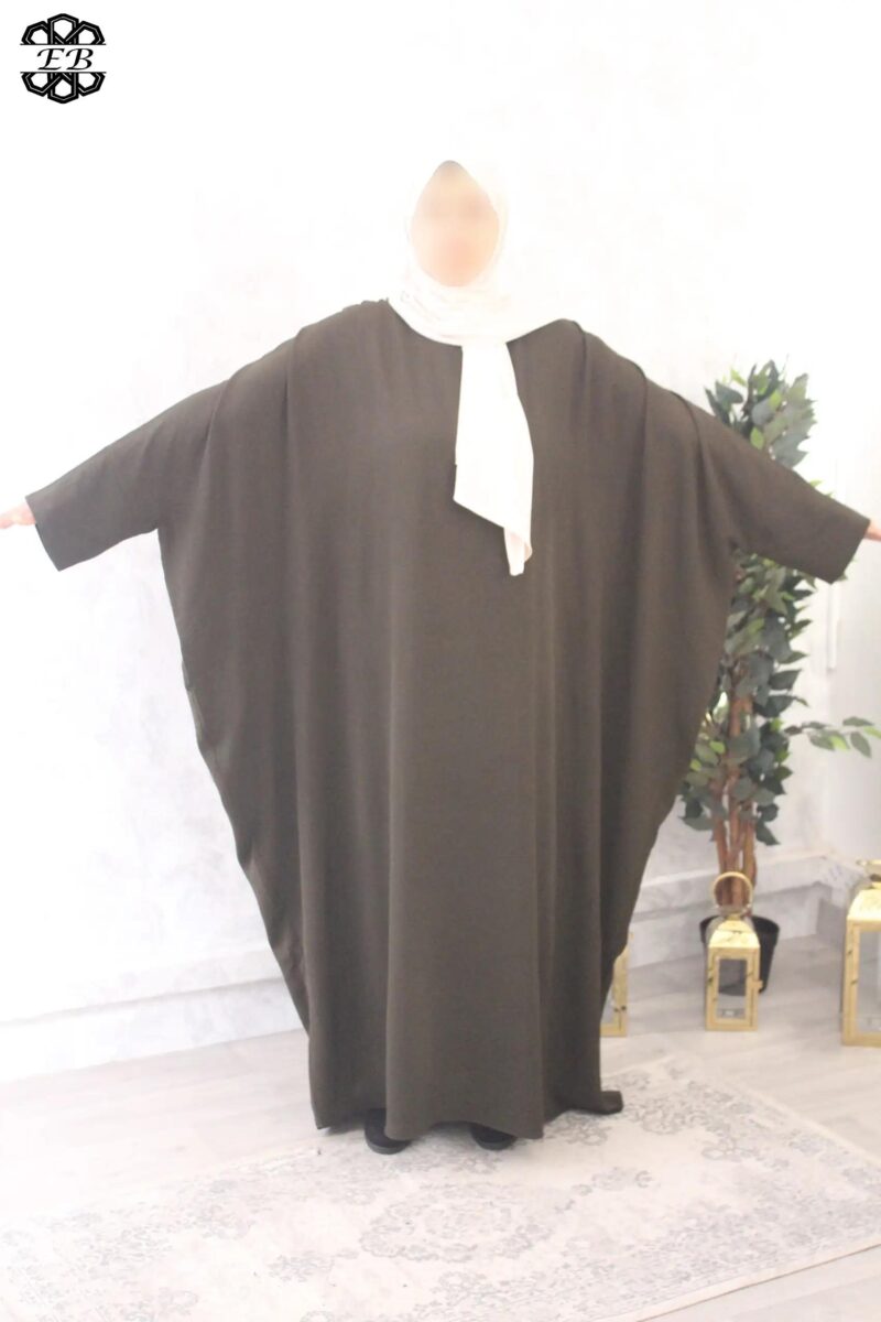 abaya saoudienne manches ouvertes jazz vert kaki foncé El Bassira Radya p 52 (4)