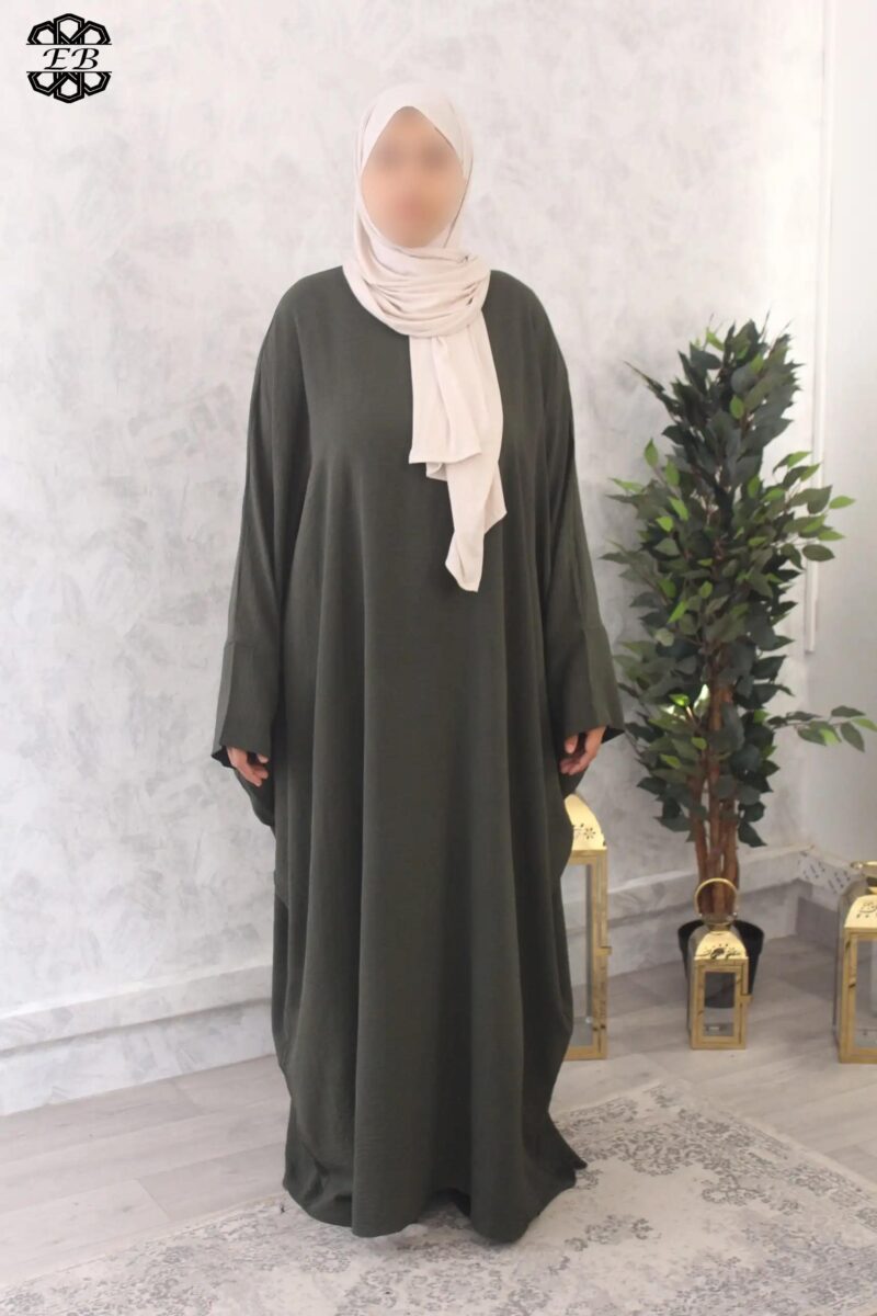 abaya saoudienne manches ouvertes jazz vert pétrole El Bassira Radya p 246 (3)