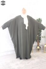 abaya saoudienne manches ouvertes jazz vert pétrole El Bassira Radya p 246 (4)