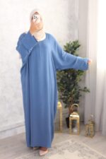 abaya droite jazz bleu pétrole El Bassira NELIA 73