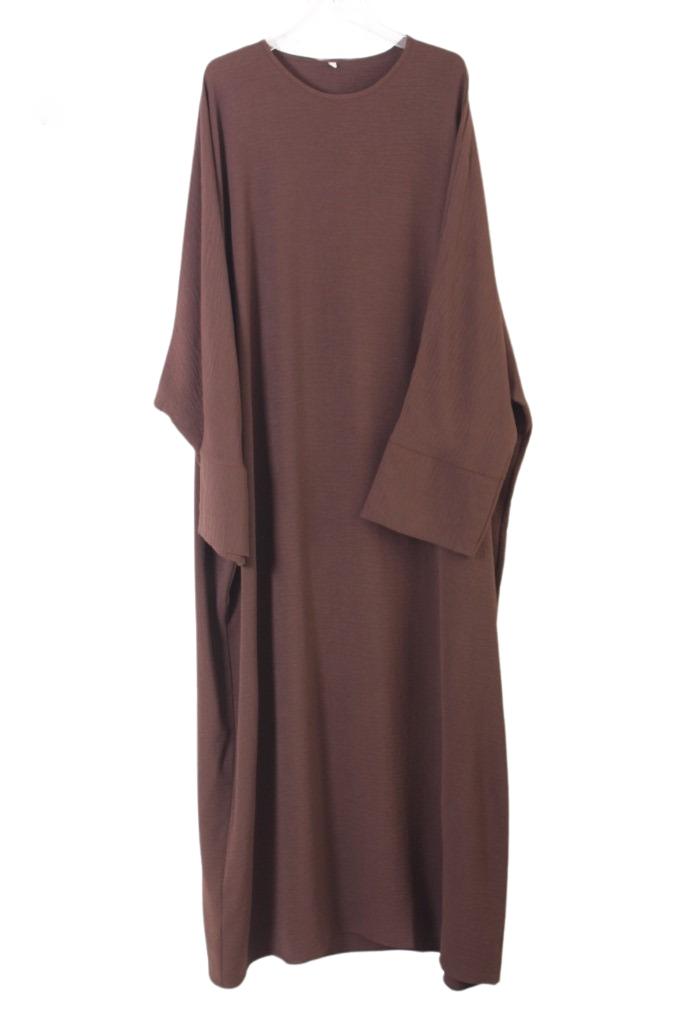 abaya droite jazz marron foncé El Bassira NELIA 74