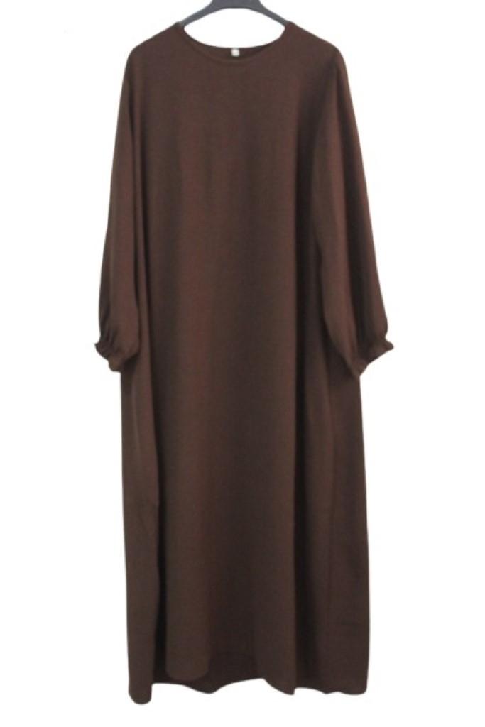 abaya droite jazz marron foncé El Bassira TUKA 74