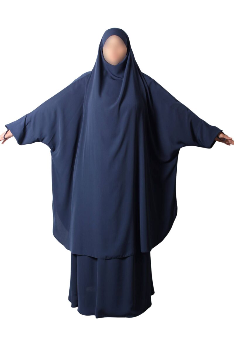 Jilbab 2 pieces jupe evasee wool peach black iris El Bassira A2j 3921 3