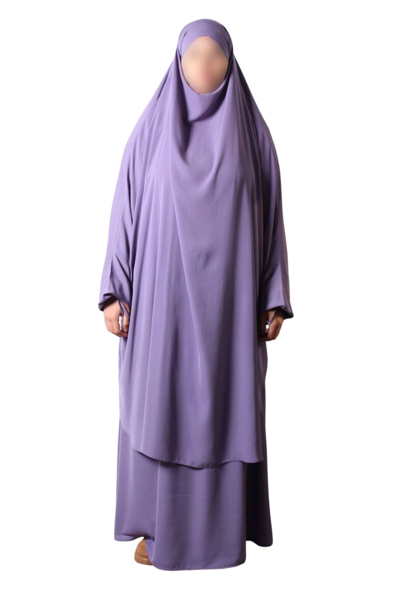 Jilbab 2 pieces jupe evasee wool peach grape compote El Bassira A2j 3513 1